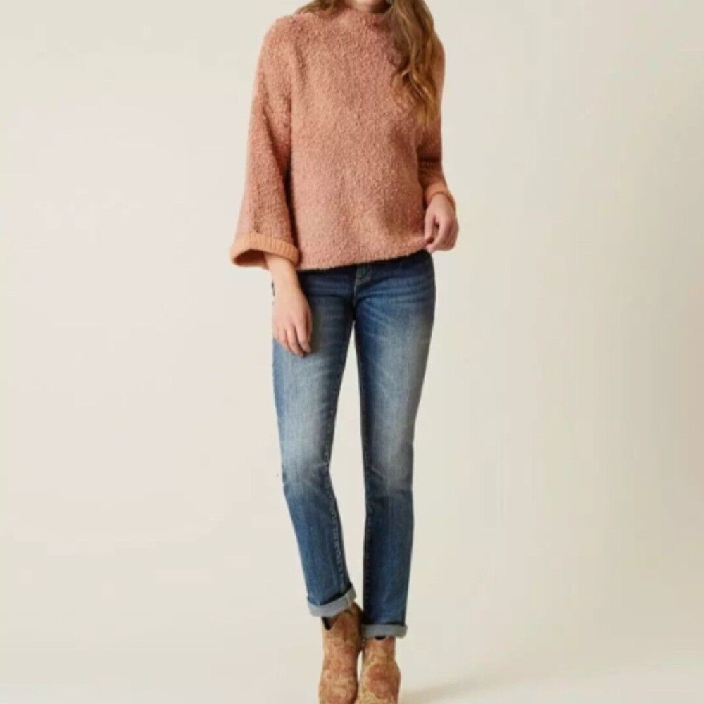 Free People Cuddle Up Pullover Sweater Peach
